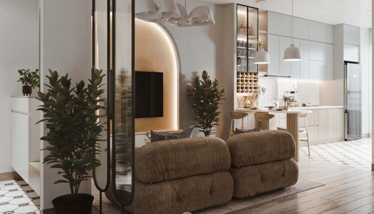 12602. Free 3D Living Room- Kitchen Interior Model Download by Yen