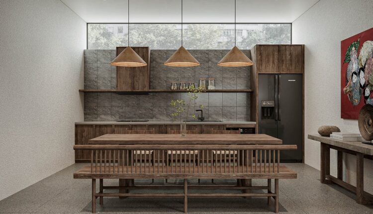 12615. Free 3D Living Room- Kitchen Interior Model Download by Duong Tran