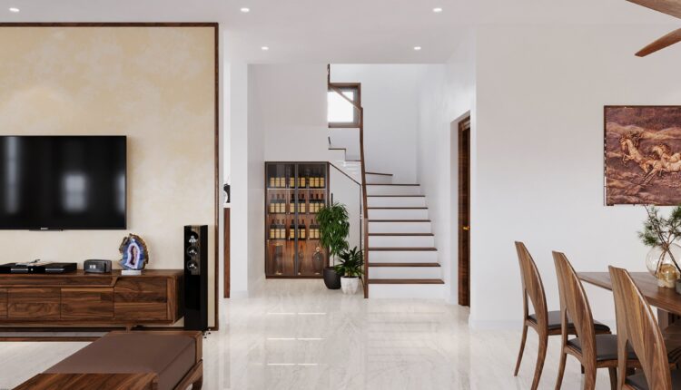 12628. Free 3D Living Room- Kitchen Interior Model Download by Mai Long