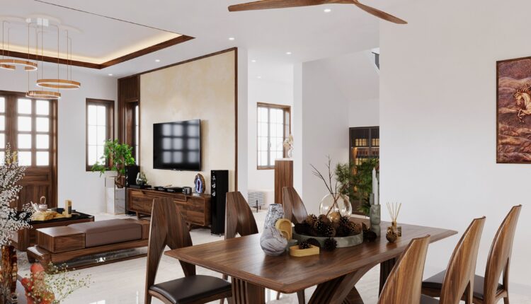 12628. Free 3D Living Room- Kitchen Interior Model Download by Mai Long