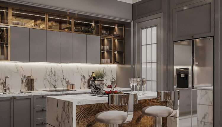 12653. Free 3D Living Room- Kitchen Interior Model Download by Dat Nguyen