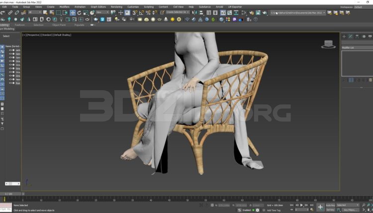 2753. Free 3D Rattan Chair Model Download (1)