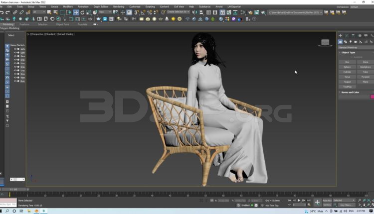 2753. Free 3D Rattan Chair Model Download (3)