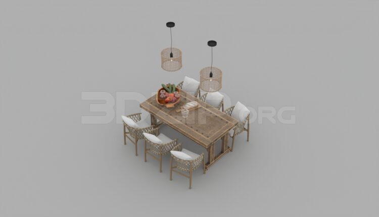 2852. Free 3D Dining Table And Chair Model Download