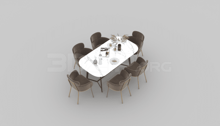 2947. Free 3D Dining Table And Chair Model Download