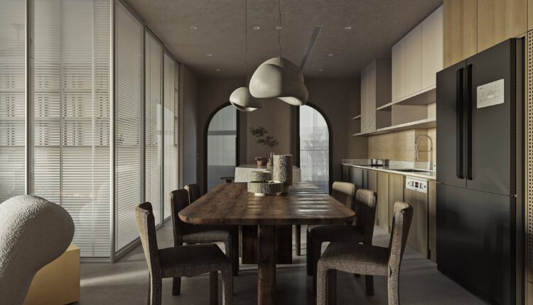 12900. Free 3D Living Room- Kitchen Interior Model Download by Vu Phuong Anh