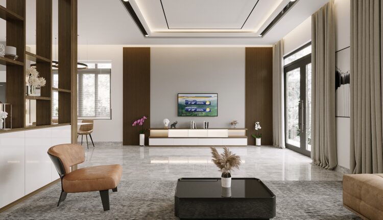 12907. Free 3D Living Room- Kitchen Interior Model Download by Pham Thanh Nhan