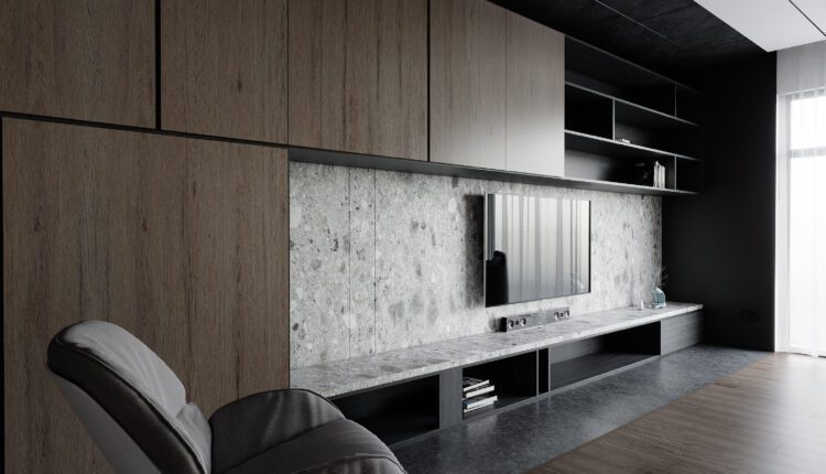 12913. Free 3D Living Room- Kitchen Interior Model Download by Nguyen Duc Huy