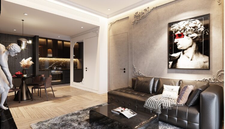 12930. Free 3D Living Room- Kitchen Interior Model Download by Quan Tran
