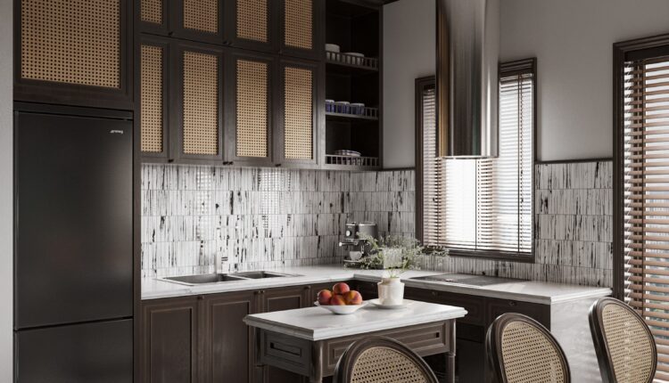 12948. 3D Indochine Living Room – Kitchen Interior Model Download by Phong Tran