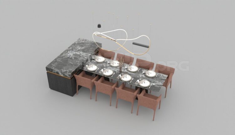 3144. Free 3D Dining Table And Chair Model Download