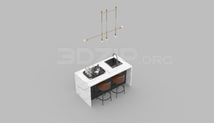 3151. Free 3D Kitchen Island Model Download