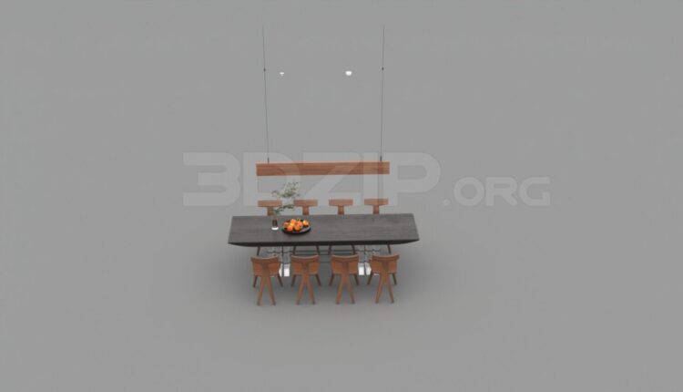 3185. Free 3D Dining Table And Chair Model Download
