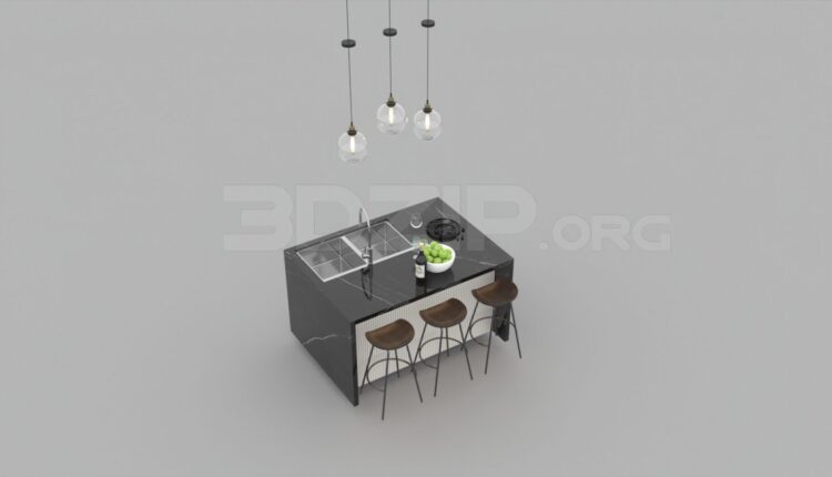 3218. Free 3D Kitchen Island Model Download