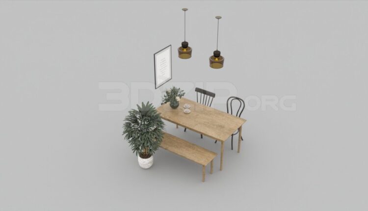 3339. Free 3D Dining Table And Chair Model Download