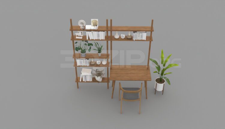 3474. Free 3D Bookcase Model Download