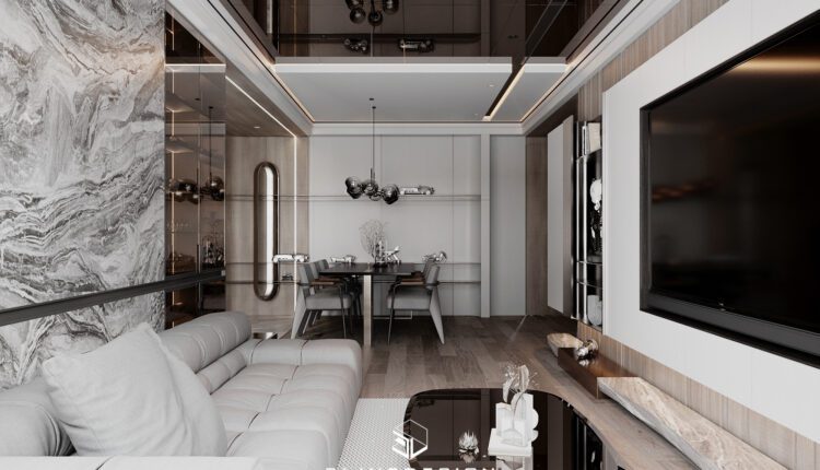 13011. 3D Living Room – Kitchen Interior Model Download by Ninh