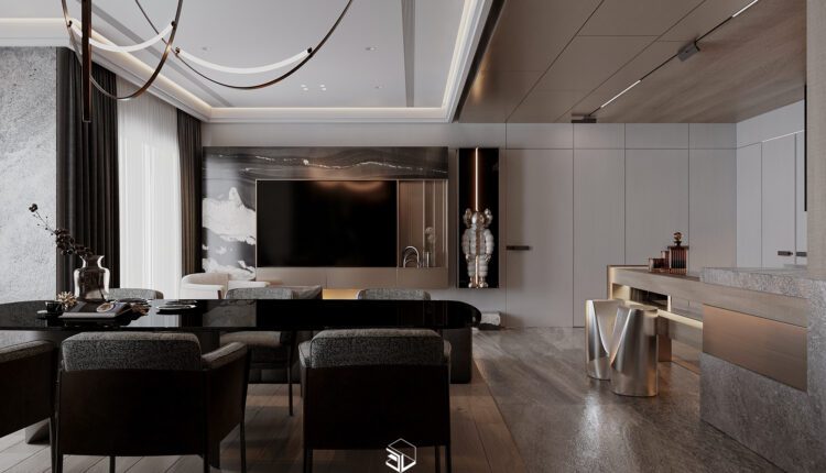 13047. 3D Living Room – Kitchen Interior Model Download by Ninh