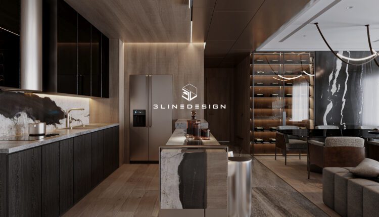 13047. 3D Living Room – Kitchen Interior Model Download by Ninh