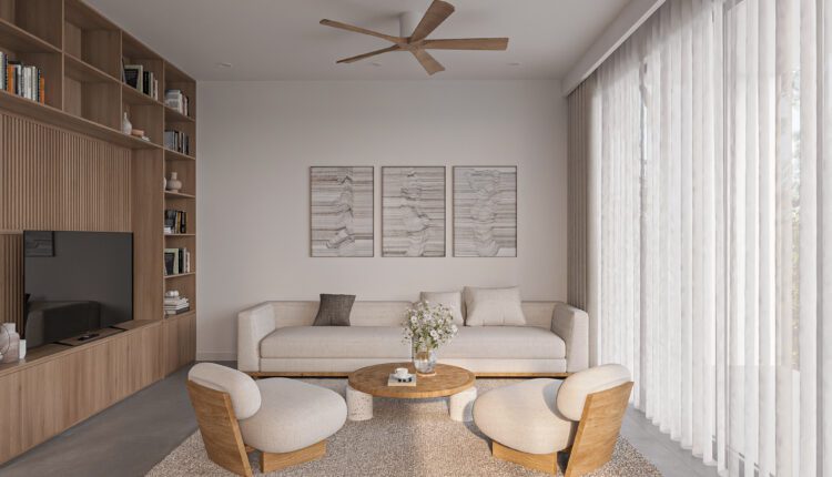 13063. 3D Living Room – Kitchen Interior Model Download by Hung Le