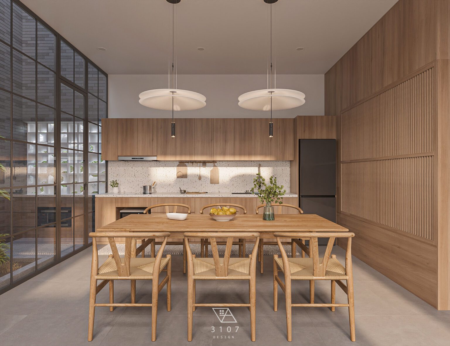 13063. 3D Living Room - Kitchen Interior Model Download by Hung Le