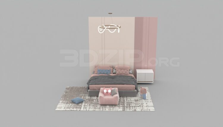 3502. Free 3D Child Bed Model Download