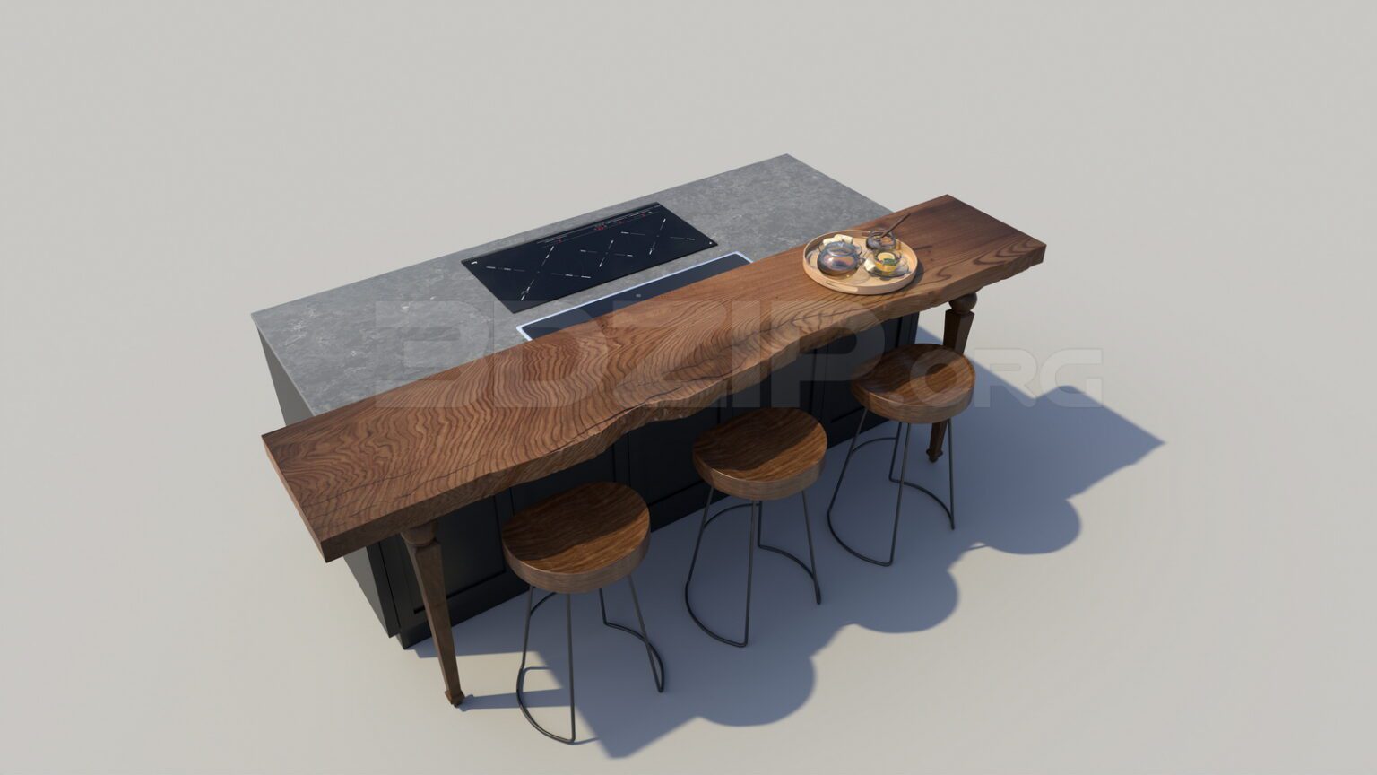 3650. Free 3D Kitchen Island Model Download