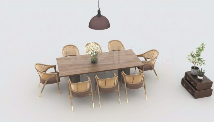 3816. Free 3D Dining Table And Chair Model Download