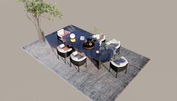3832. Free 3D Dining Table And Chair Model Download