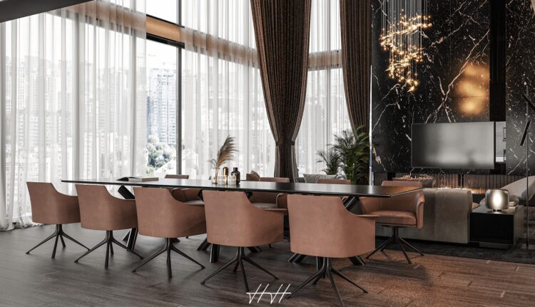 13089. 3D Living Room – Kitchen Interior Model Download by Hoang Hai