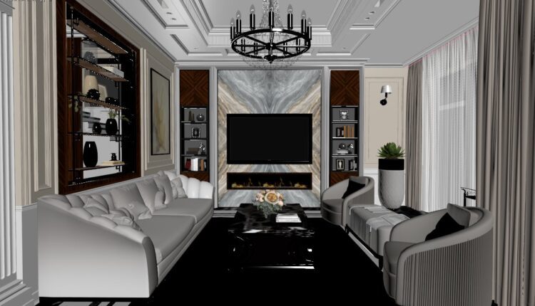 13098. 3D Living Room – Kitchen Interior Model Download by Nguyen The Dinh