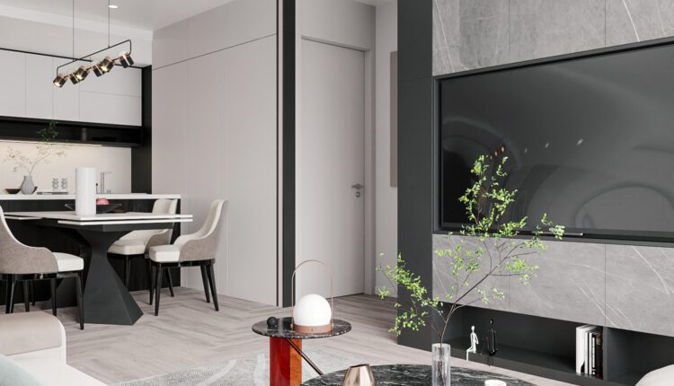 13117. 3D Living Room – Kitchen Interior Model Download by Tienn Baoo