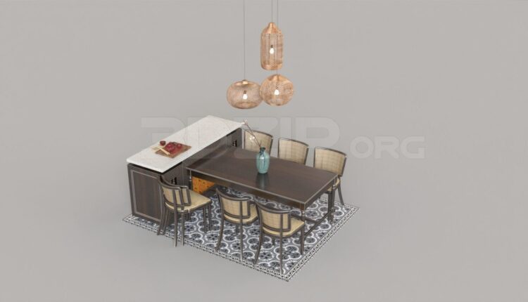4040. Free 3D Dining Table And Chair Model Download