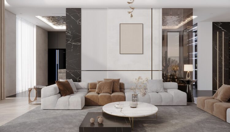 13171. 3D Living Room – Kitchen Interior Model Download by Tran Quang Sang