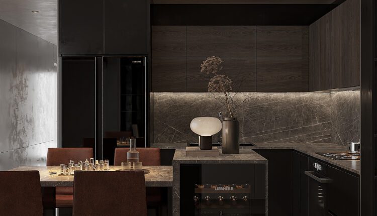 13184. 3D Living Room – Kitchen Interior Model Download by Hoang Dao Ngoc