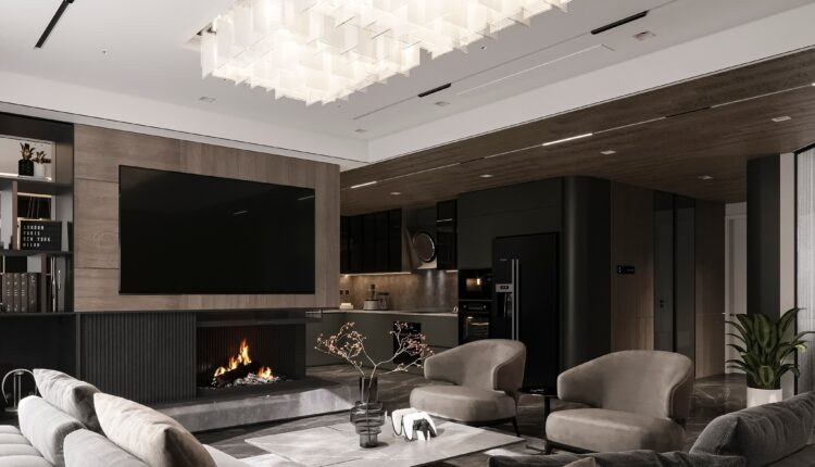13189. 3D Living Room – Kitchen Interior Model Download by The Hoang