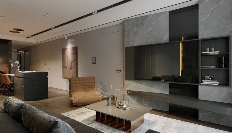 13196. 3D Living Room – Kitchen Interior Model Download by Trung Nghia
