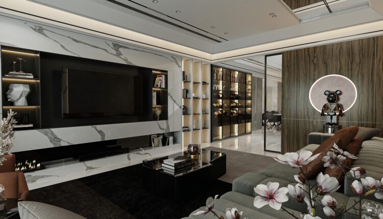 13204. 3D Living Room – Kitchen Interior Model Download by Quyen Linh