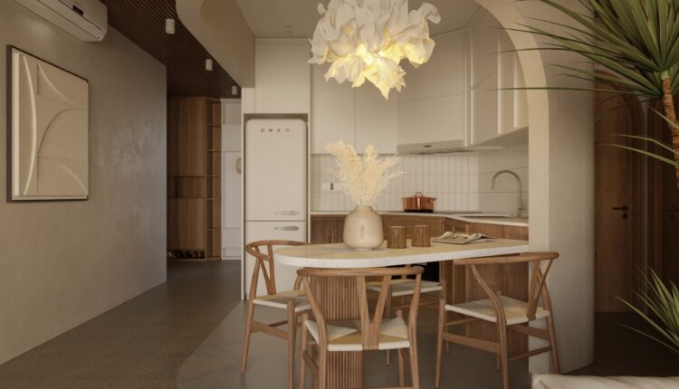 13205. 3D Living Room – Kitchen Interior Model Download by Phuong Ta