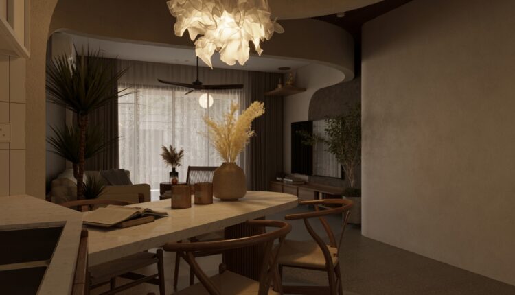 13205. 3D Living Room – Kitchen Interior Model Download by Phuong Ta