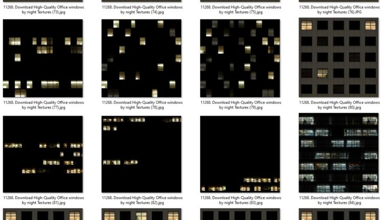 11268. Download High-Quality Office windows by night Textures
