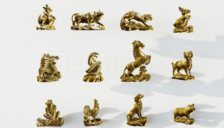 11269. Free 3D 12 Chinese Zodiacs Models Download