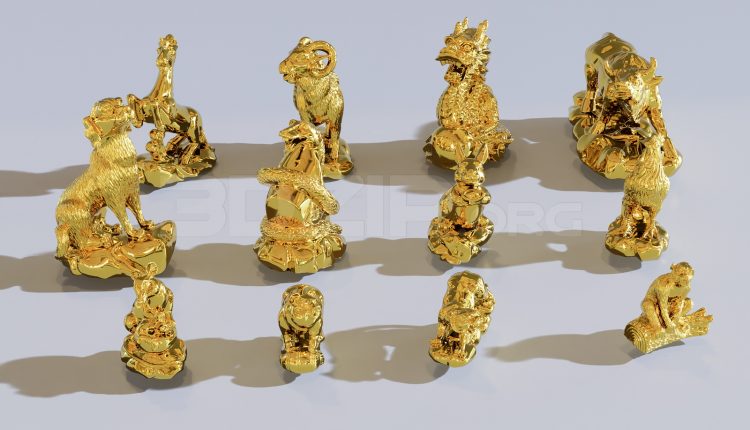 11269. Free 3D 12 Chinese Zodiacs Models Download