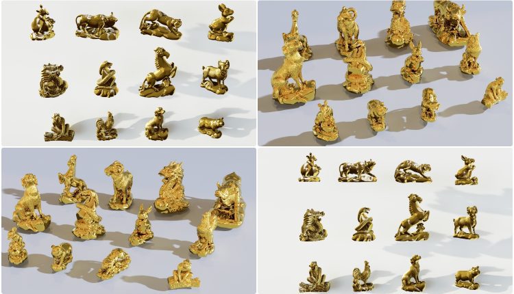 11269. Free 3D 12 Chinese Zodiacs Models Download