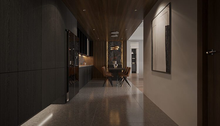 13209. 3D Living Room – Kitchen Interior Model Download by Huy Vuong