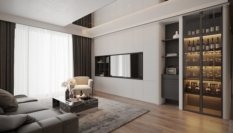 13209. 3D Living Room – Kitchen Interior Model Download by Huy Vuong