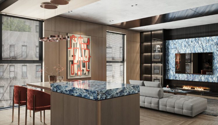 13224. 3D Living Room – Kitchen Interior Model Download by Anh Tehu