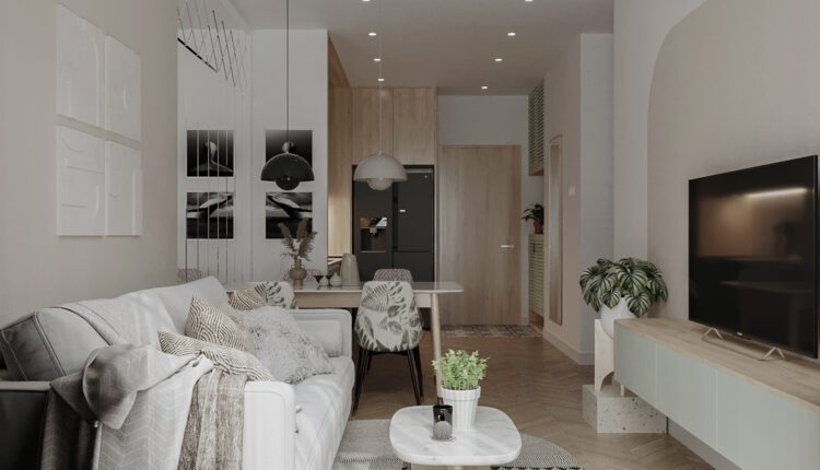 13227. 3D Living Room – Kitchen Interior Model Download by Truong Hoa