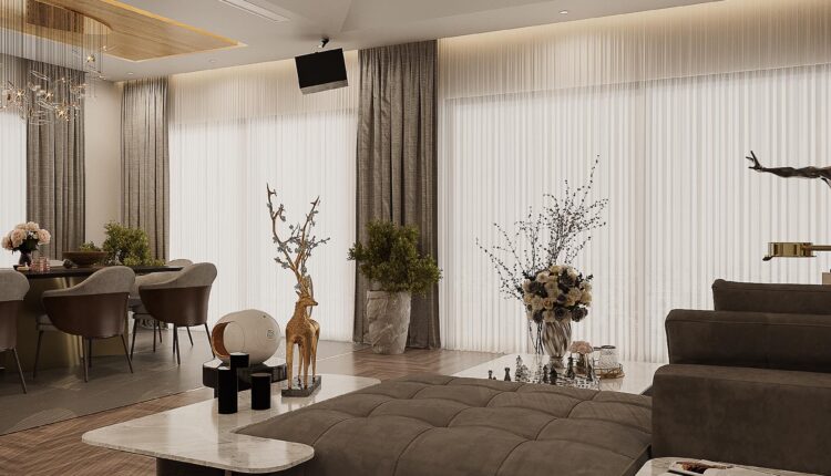 13231. 3D Living Room – Kitchen Interior Model Download