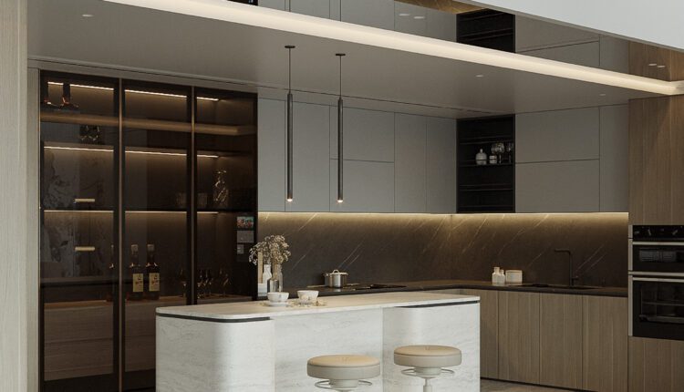 13241. 3D Living Room – Kitchen Interior Model Download by Hoa Tran